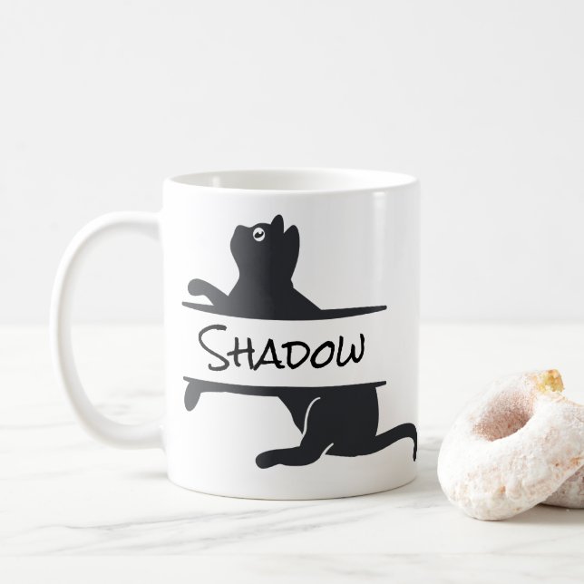 Maßgeschneiderte Black Cat Kaffeetasse (Mit Donut)