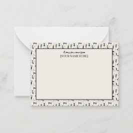 Maßgeschneiderte Black & Cream Chic Stationery Cat Mitteilungskarte