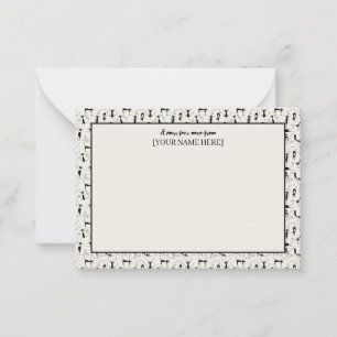 Maßgeschneiderte Black & Cream Chic Stationery Cat Mitteilungskarte