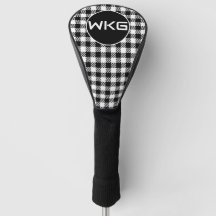 Maßgeschneiderte Black-White Kariert Golf Club Hea