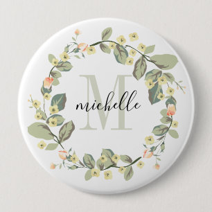 Maßgeschneiderte Bläschen-Monogramm-Babypfirsich Button