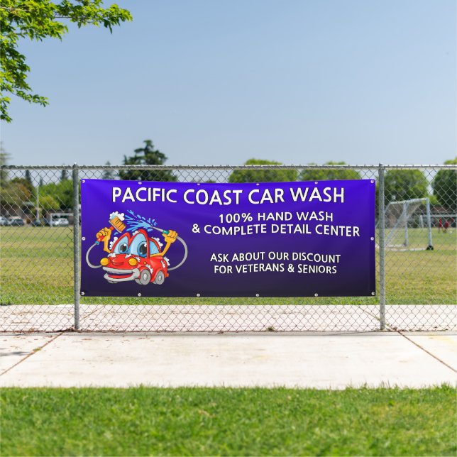 Maßgeschneiderte Blue Car Wash Comical Toon Busine Banner (InSitu)