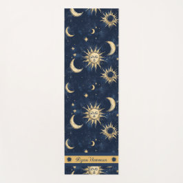 Maßgeschneiderte Blue & Gold Sun und Crescent Moon Yogamatte