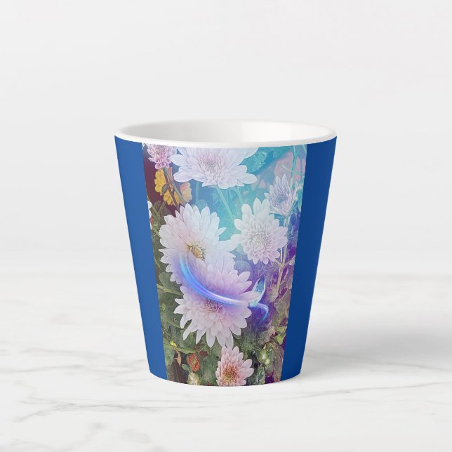 Maßgeschneiderte Blue Latte Tasse mit White Daisy  (Vorderseite)