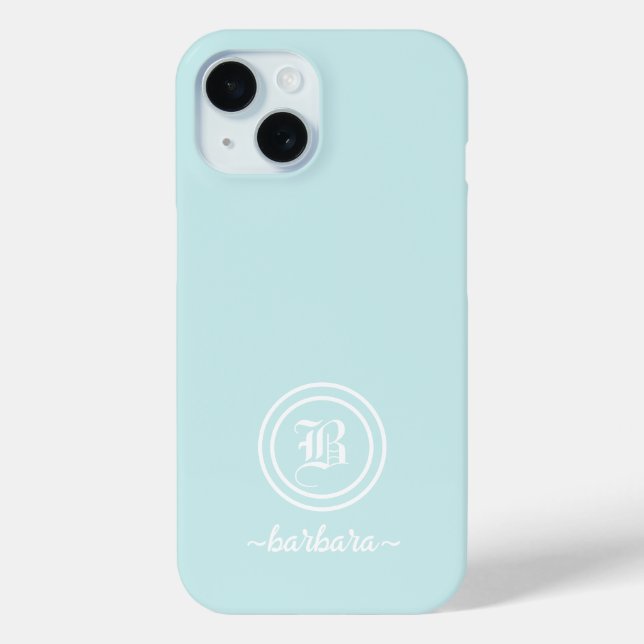 Maßgeschneiderte Blue Monogram & Name Phone Case (Rückseite)