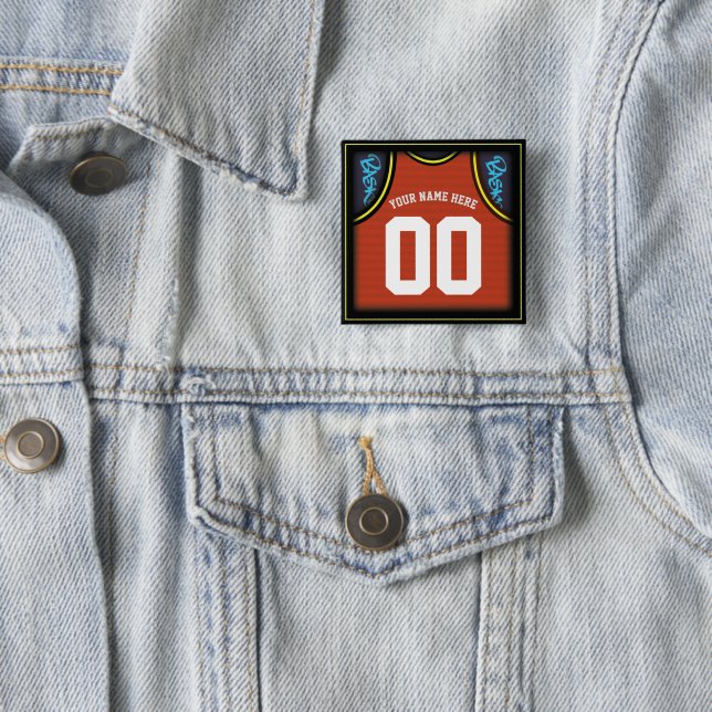 Maßgeschneiderte Blue Orange Red Basketball Sports Button (Beispiel)
