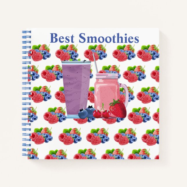 Maßgeschneiderte Blueberry & Strawberry Smoothie Notizbuch (Vorderseite)