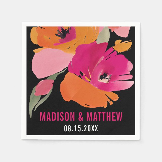 Maßgeschneiderte Blumenhochzeit Napkin - Namen und Serviette (Vorderseite)
