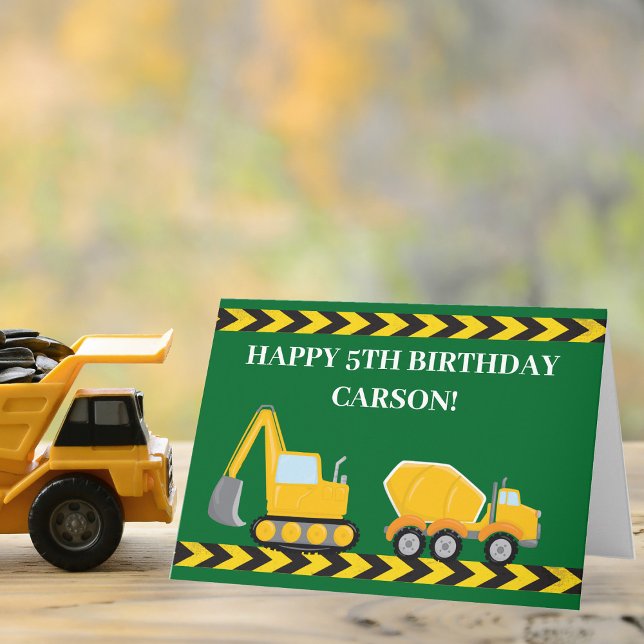 Maßgeschneiderte Boys Geburtstag Dump Truck Bagger Karte (Von Creator hochgeladen)