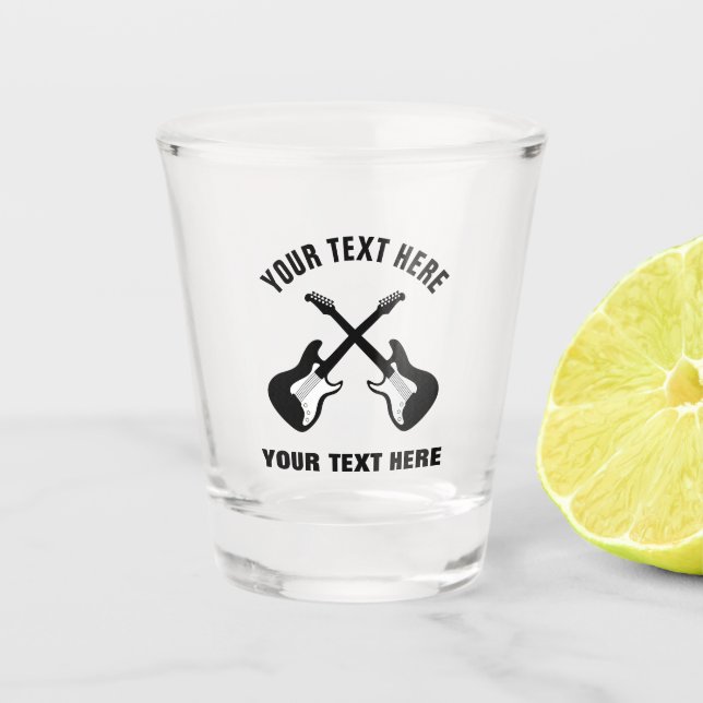 Maßgeschneiderte Brillen mit E-Gitarrenlogo Schnapsglas (Vorderseite)