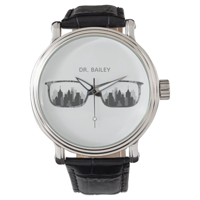 Maßgeschneiderte Brillen und Stadtbild-Uhr Armbanduhr (Vorderseite)