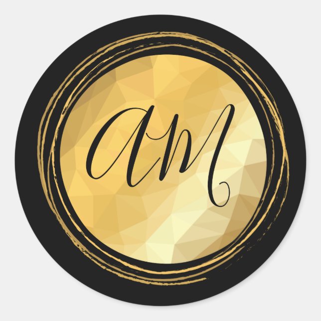 Maßgeschneiderte Buchstaben aus goldfarbenem Metal Runder Aufkleber (Vorderseite)