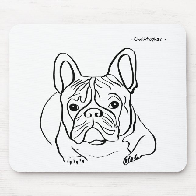 Maßgeschneiderte Bulldog Line Art Mouse Pad Mousepad (Vorne)