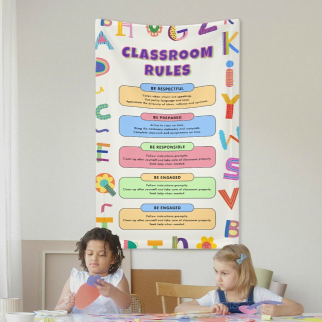 Maßgeschneiderte bunte Lehrerregeln Banner (Custom Colorful Teacher's Classroom Rules Banner)