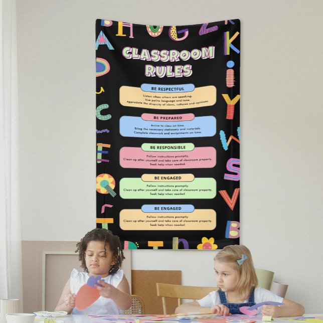 Maßgeschneiderte bunte Lehrerregeln Banner (Custom Colorful Teacher's Classroom Rules Banner)