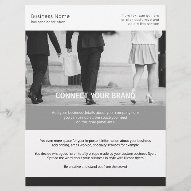 Maßgeschneiderte Business Themed Black and White Flyer (Vorne)