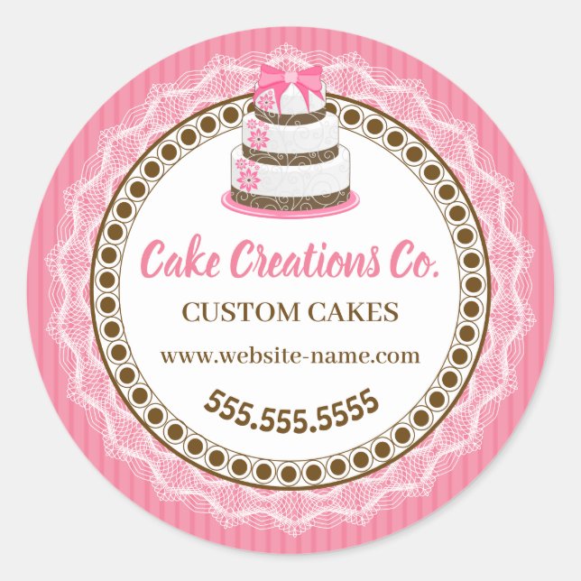 Maßgeschneiderte Cake Packaging Classic Round Stic Runder Aufkleber (Vorderseite)
