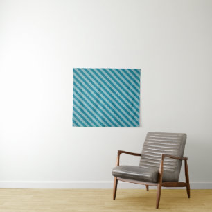 Maßgeschneiderte Diagonal Blue Streifen Wandteppich