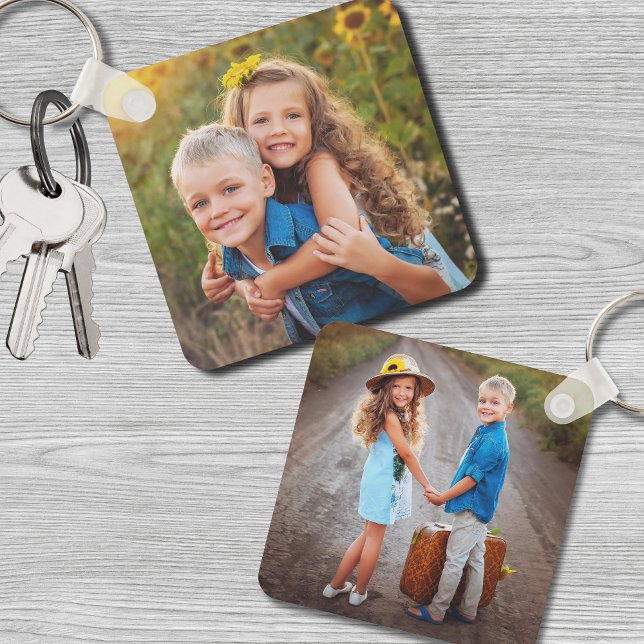 Maßgeschneiderte Doppelkids 2 Foto Schlüsselanhänger (Custom Double Sided Kids Two Photo keychain)