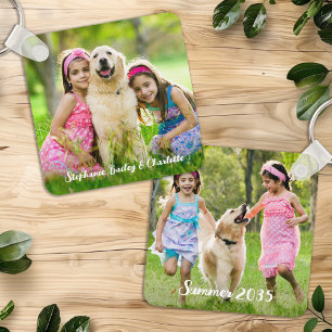 Maßgeschneiderte Doppelkids Personalisiert 2 Foto Schlüsselanhänger