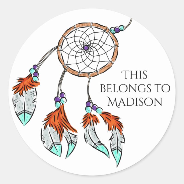 Maßgeschneiderte Dreamcatcher-Aufkleber Runder Aufkleber (Vorderseite)