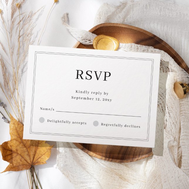 Maßgeschneiderte, einfache, leichte, weiße Hochzei RSVP Karte (Von Creator hochgeladen)