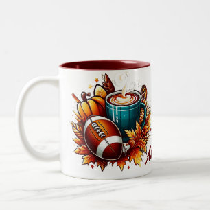 Maßgeschneiderte, einzigartige Fußball-Herbstcockt Zweifarbige Tasse