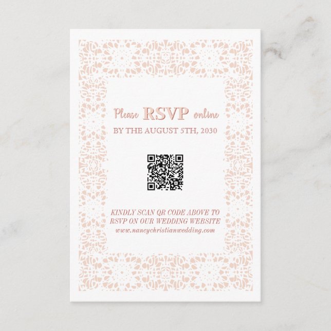 Maßgeschneiderte, elegante Hochzeitskarte mit rosa Begleitkarte (Vorderseite)