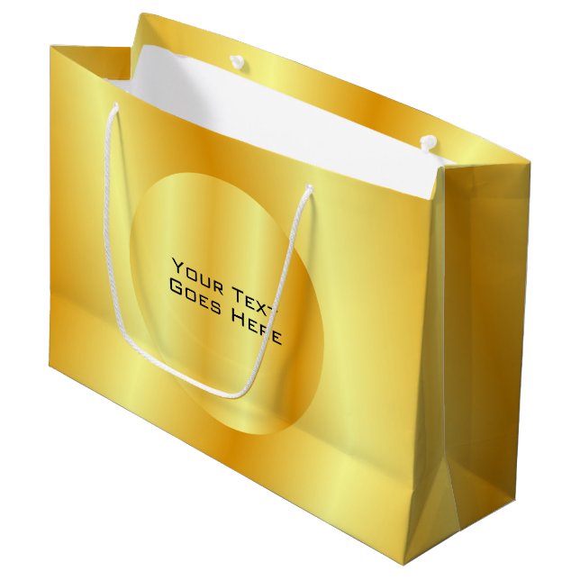 Maßgeschneiderte elegante Imitate Gold Metallic Lo Große Geschenktüte (Vorderseite Schrägansicht)