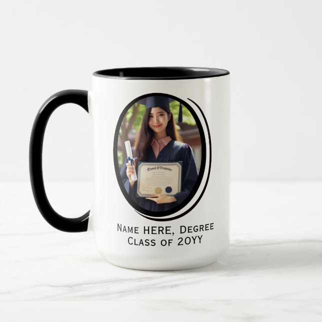 Maßgeschneiderte Elegante Modernes Oval 2 Foto Abs Tasse (Links)