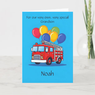 Maßgeschneiderte Feuerwehrwagen Grandson Birthday Ankündigung