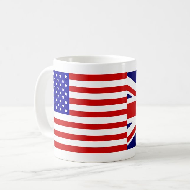 Maßgeschneiderte Flagge von United Staaten & Flag  Kaffeetasse (Vorderseite Links)