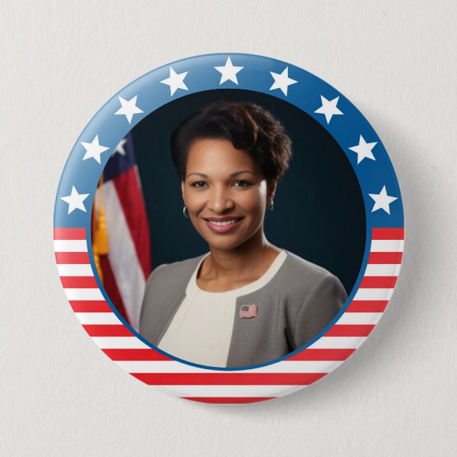 Maßgeschneiderte Foto-Stars und Streifen - politis Button (Vorderseite)