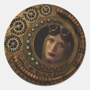 Maßgeschneiderte Foto Steampunk Uhrzeitgetriebe Runder Aufkleber
