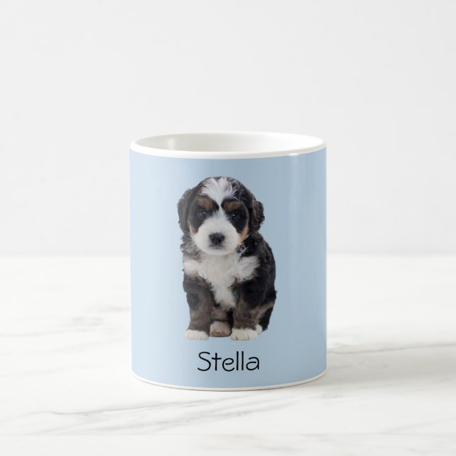 Maßgeschneiderte Foto-Tasse - Pulver Blau mit Haus Kaffeetasse (Mittel)