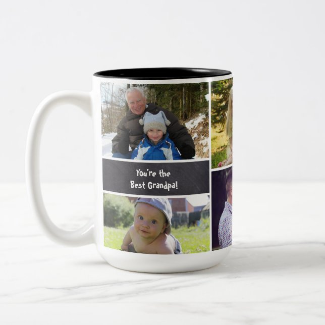 Maßgeschneiderte FotoCollage Opa Zwei-Töne-Tasse Zweifarbige Tasse (Links)