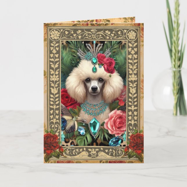 Maßgeschneiderte Fotokarte - Weißes Poodle Karte (Vorderseite)
