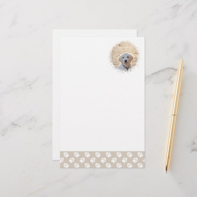 Maßgeschneiderte Fotoplatte für Heimtiere mit Beig Briefpapier (Vorderseite/Rückseite Beispiel)
