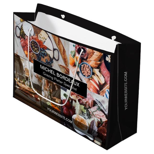 Maßgeschneiderte Fotos Weidegang Platter Catering  Große Geschenktüte (Vorderseite Schrägansicht)