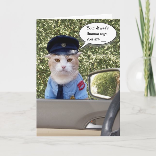 Maßgeschneiderte Funny Officer Cat Geburtstag Karte (Vorderseite)