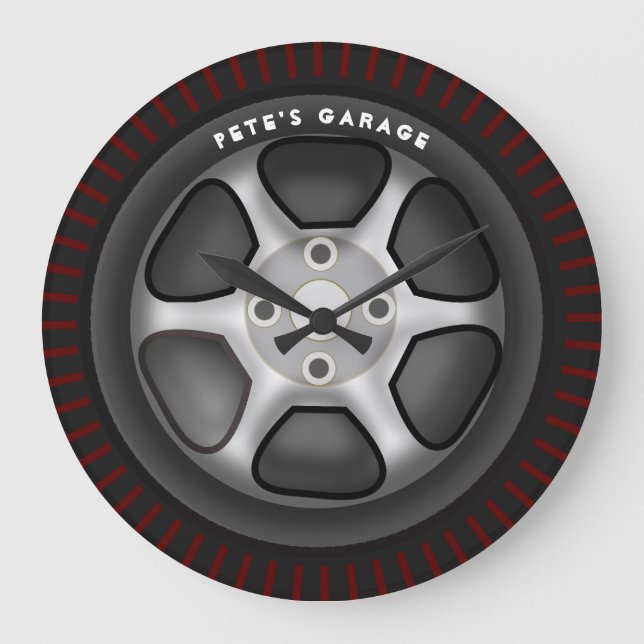 Maßgeschneiderte GARAGE Wall Clock - Autoreiemecha Große Wanduhr (Vorderseite)
