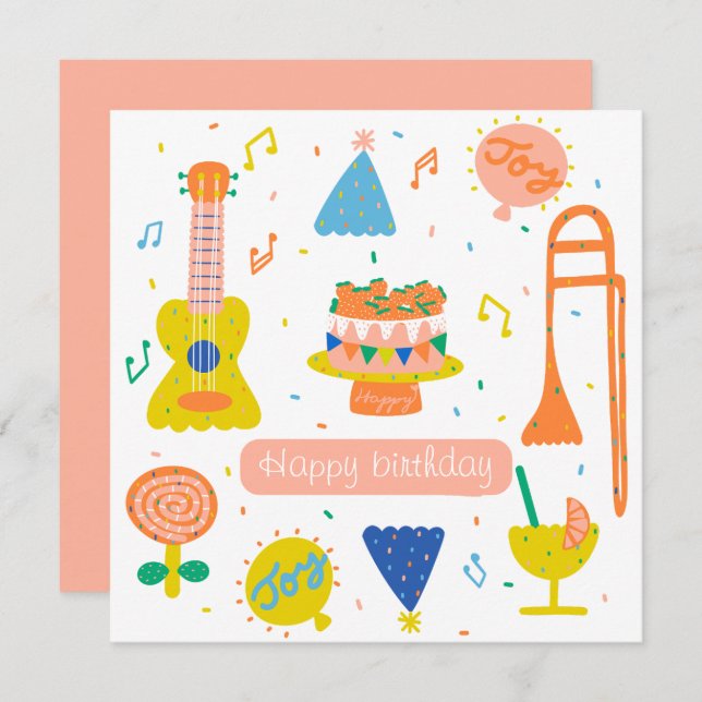 Maßgeschneiderte Geburtstagsparty-Flachkarte (Vorne/Hinten)
