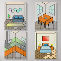 Maßgeschneiderte geometrische Art Wood Foto Tile
