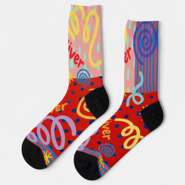 Maßgeschneiderte geometrische Farben Socken (Linkes Detail)