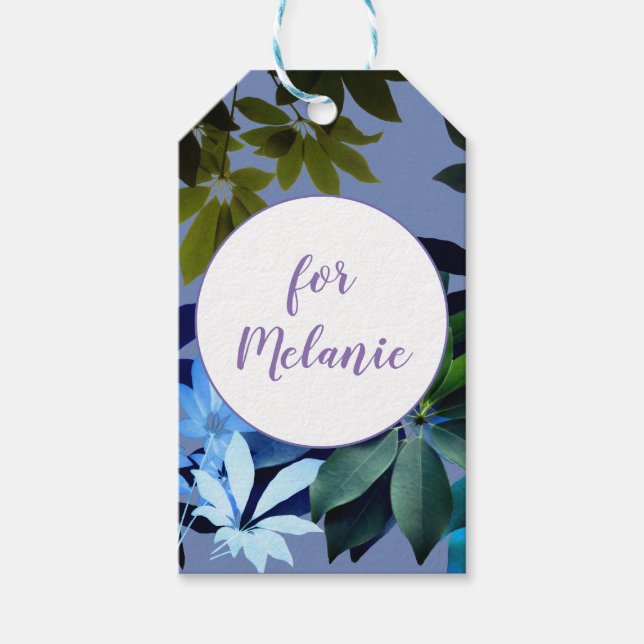 Maßgeschneiderte Geschenkmarke für blaue und grüne Geschenkanhänger (Vorderseite)