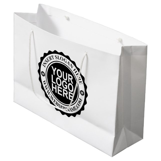 Maßgeschneiderte Geschenktasche mit Ihrem Firmenlo Große Geschenktüte (Vorderseite Schrägansicht)