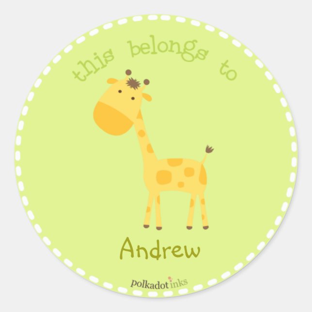 Maßgeschneiderte*Giraffen-Stickers buchen Runder Aufkleber (Vorderseite)
