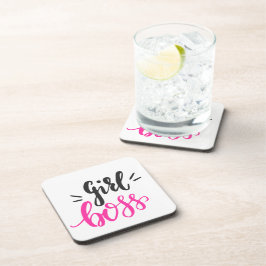 Maßgeschneiderte Girl Boss Typografie Pink Black Getränkeuntersetzer