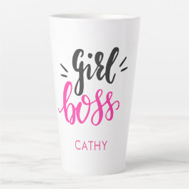 Maßgeschneiderte Girl Boss Typografie Pink Black Milchtasse