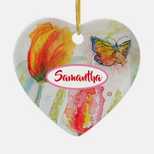 Maßgeschneiderte Girls Name Tulip Bläserndekorat Keramik Ornament